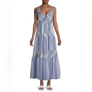 Betsy Johnson Blue and White Women's Maxi Dress size S 069-E
